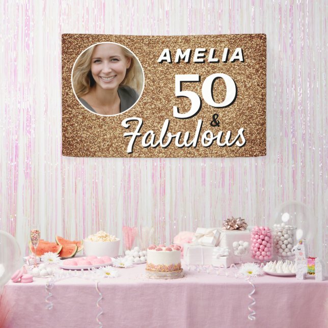 Banderoles 50 et Fabulous Gold Parties scintillant 50e annive (Fête)