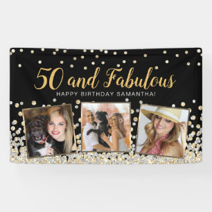 Banderoles 50 et Fabulous Gold Photo Collage 50e anniversaire