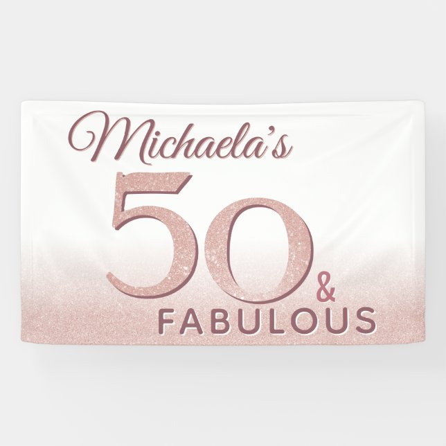 Banderoles 50 et Fabulous Rose Gold Anniversaire moderne (Horizontal)