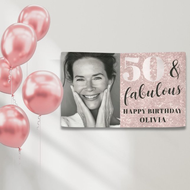 Banderoles 50 & Fabuleux Chic Pink Parties scintillant & Phot (Créateur téléchargé)