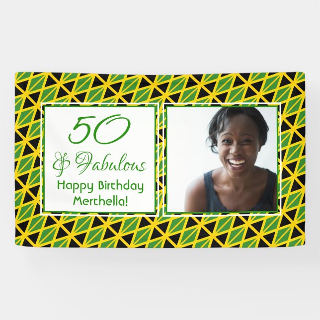 Banderoles 50 & Fabuleux JAMAICA FLAG Photo personnalisée Ann (Horizontal)