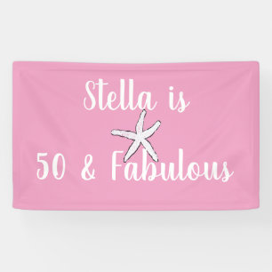 Banderoles 50 & Fabulous Anniversaire de poisson d'eau rose b