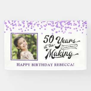 Banderoles 50e anniversaire 50 ans photo violet Confetti