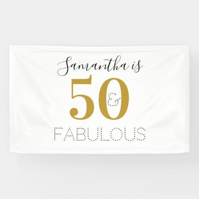 Banderoles 50e Anniversaire 50 et fabuleux Anniversaire Or Bl (Horizontal)