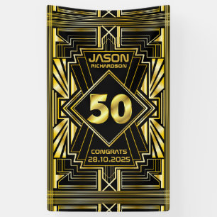 Banderoles 50e anniversaire Art Déco Gold Black Great Gatsby