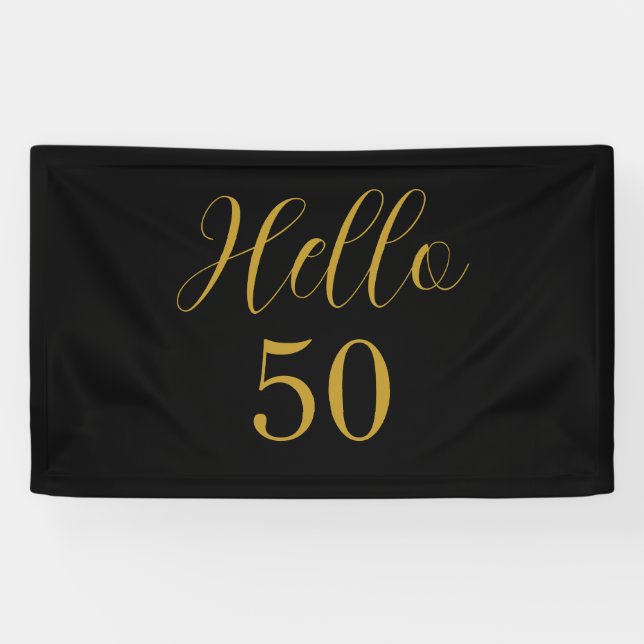Banderoles 50e anniversaire Black Gold fête d'anniversaire (Horizontal)