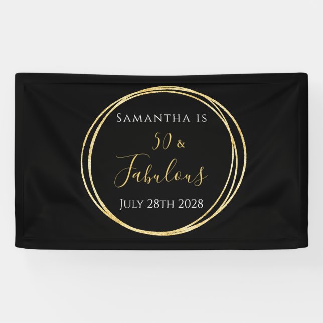 Banderoles 50e anniversaire Black Gold fête d'anniversaire (Horizontal)