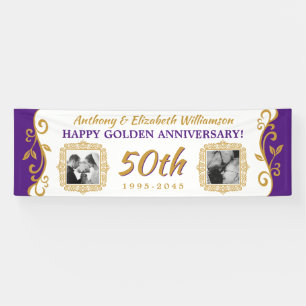 Banderoles 50e anniversaire de Mariage de vos photos Gold vio