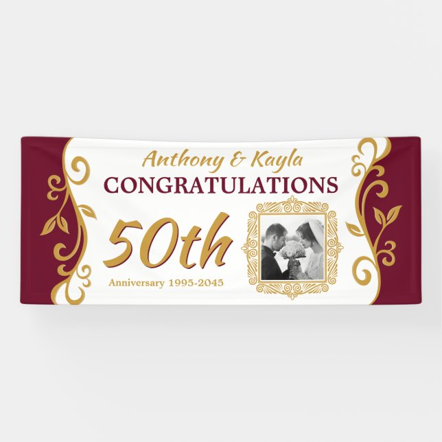 Banderoles 50e anniversaire du Mariage Ajoutez votre photo Re (Horizontal)