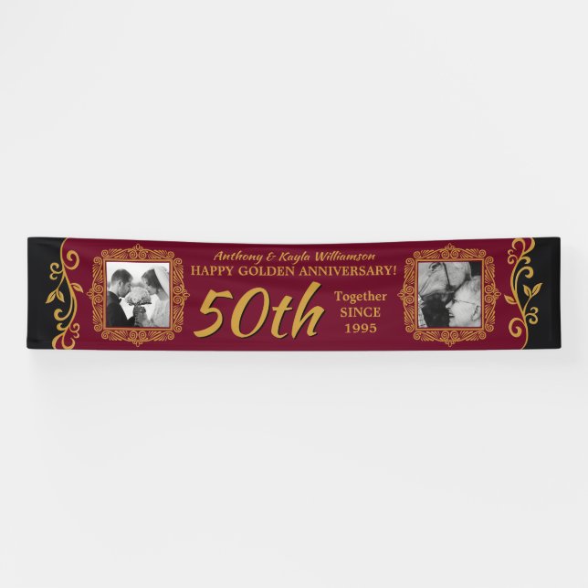Banderoles 50e anniversaire du Mariage Ajoutez votre photo Re (Horizontal)