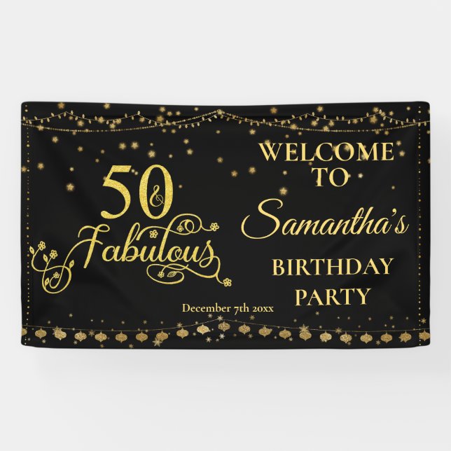Banderoles 50e anniversaire Fête 50 Fabulous Parties scintill (Horizontal)