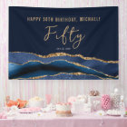 50e Anniversaire Fête Elégante Marine Blue Gold Ag