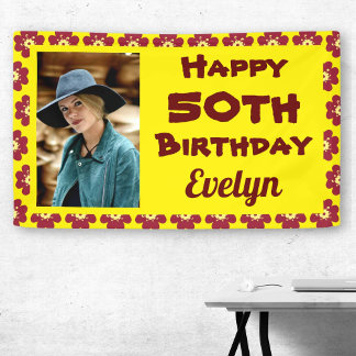 Banderoles 50e anniversaire Fleur rouge photo