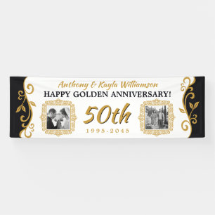 Banderoles 50e anniversaire Mariage Ajoutez votre photo Gold 