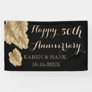 Banderoles 50e anniversaire Mariage Faux Gold Leaf Élégant