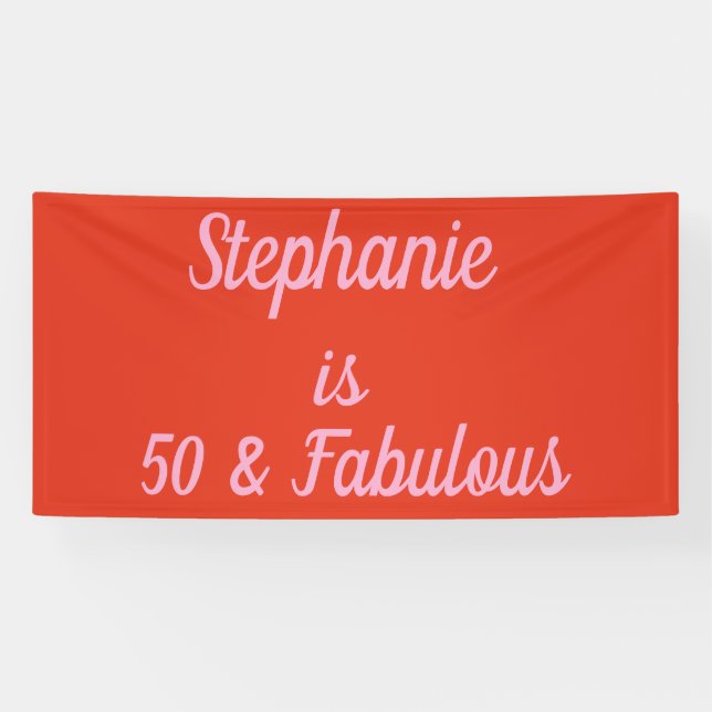 Banderoles 50e Anniversaire Orange Rose Custom Age tendance 2 (Horizontal)