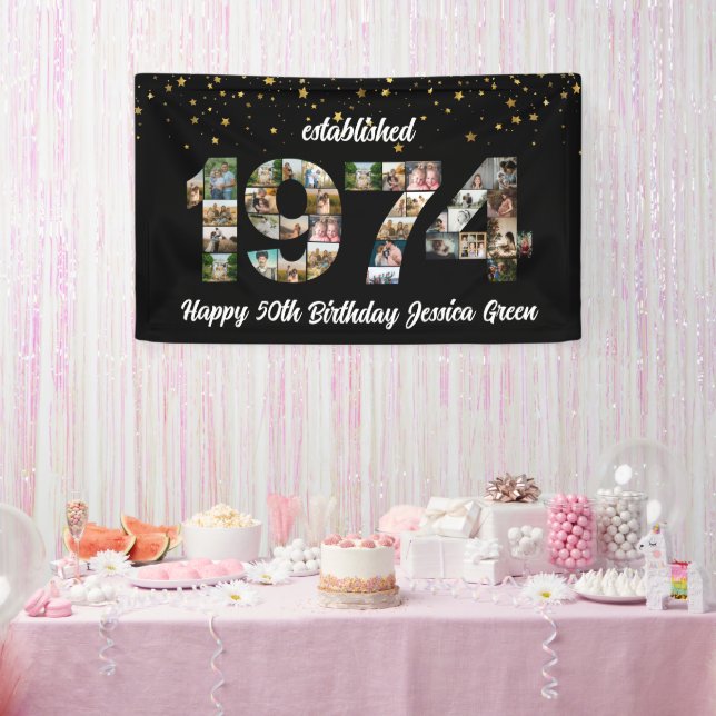 Banderoles 50e anniversaire Photo Collage créé 1974 (Fête)