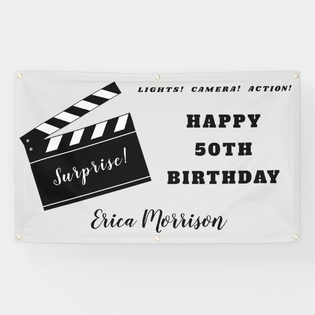 Banderoles 50e ou tout âge Anniversaire Movie Party (Horizontal)