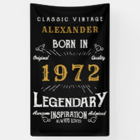 50th Birthday 1972 Ajouter le nom Black Gold Legen