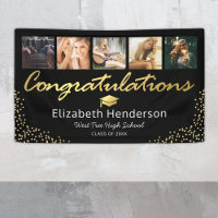 5 Photo Black Gold Graduation Party
