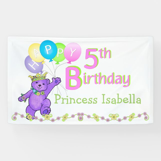 Banderoles 5ème fête d'anniversaire faite sur commande de (Horizontal)