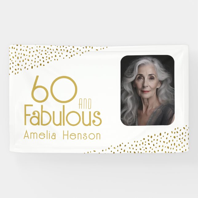 Banderoles 60 et Fabulous Gold Parties scintillant Photo 60e  (Horizontal)