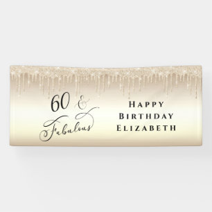 Banderoles 60 Fabuleuse Parties scintillant Champagne Gold An