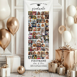 Banderoles 60 Photo Collage Graduation Moderne Minimal Blanc