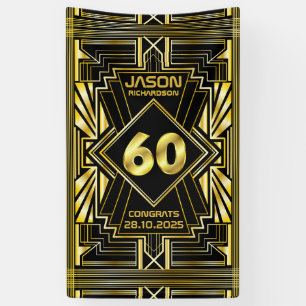Banderoles 60e anniversaire Art Déco Gold Black Great Gatsby