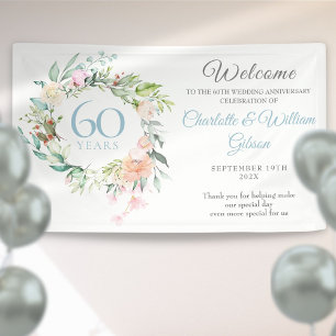 Banderoles 60e anniversaire de Mariage de diamant Roses Bienv