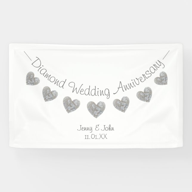 Banderoles 60e anniversaire du Mariage Diamond personnalisé (Horizontal)