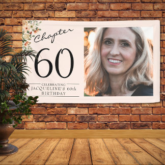 Banderoles 60e anniversaire Floral Pink Photo