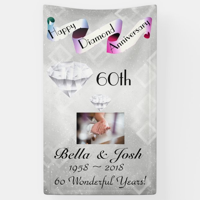 Banderoles 60e anniversaire Mariage vertical personnalisé (Vertical)