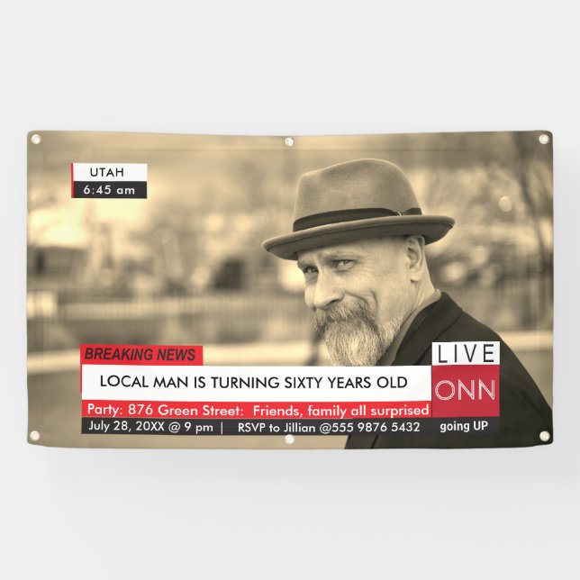 Banderoles 60e anniversaire Mens Funny TV News (Horizontal)