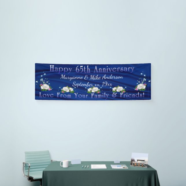 Banderoles 65e Anniversaire Blanc Roses Sapphire Custom (Salon professionnel)
