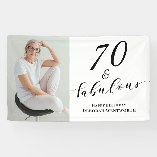 Banderoles 70 and Fabulous Seventy Birthday Photo Script  (Horizontal)
