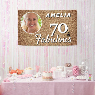 Banderoles 70 et Fabulous Gold Parties scintillant 70e annive