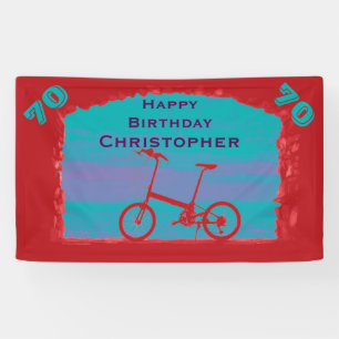 Banderoles 70e, 75e, fête d'anniversaire Bicycle bleu rouge