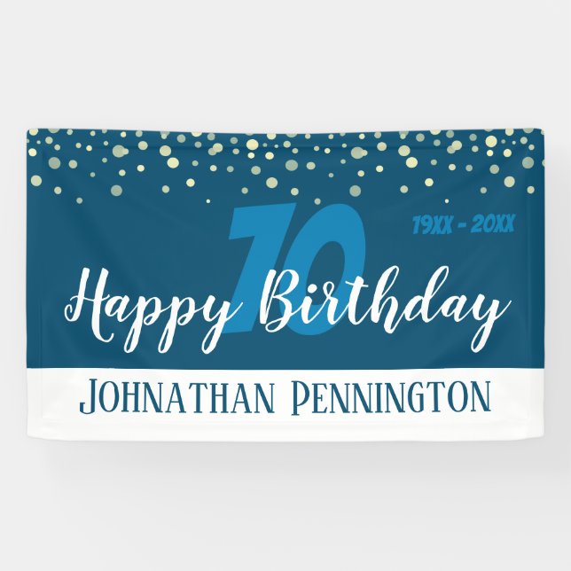 Banderoles 70e anniversaire avec Confetti Blue (Horizontal)