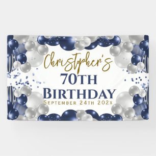 Banderoles 70e anniversaire Blue Balloons Party Bienvenue