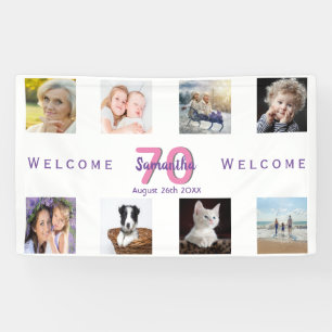 Banderoles 70e anniversaire fête photo collage femme blanc
