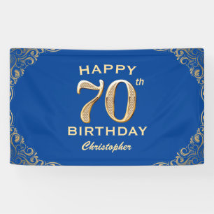 Banderoles 70e anniversaire Parties scintillant bleue et or c