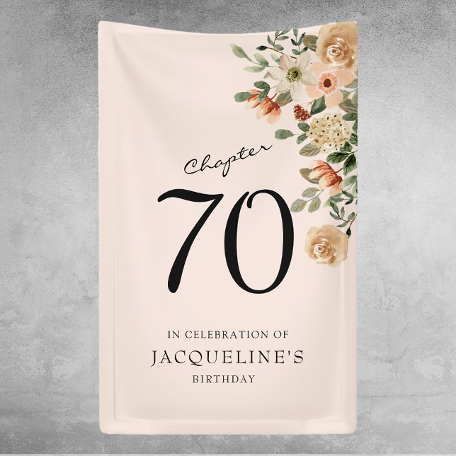 Banderoles 70e anniversaire Vintage Floral (70th Birthday floral Banner)