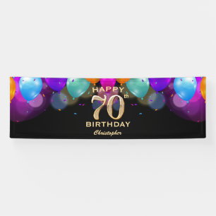 Banderoles 70e fête d'anniversaire Ballons noirs et or