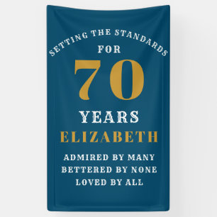 Banderoles 70th Birthday Standards Blue Gold Ajouter votre no