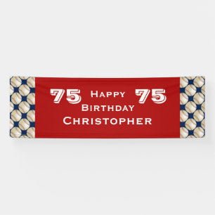 Banderoles 75e Anniversaire, Baseball, Nom, Rouge
