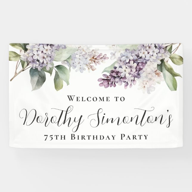 Banderoles 75e anniversaire Purple Lilac Spring Flower Welcom (Horizontal)