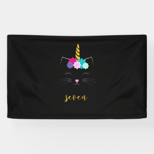 Banderoles 7 Anniversaire Chemise Chat Unicorn Filles Anniver