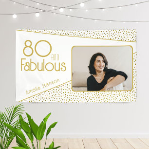 Banderoles 80 ans et Fabuleux Paillettes Dorées Photo 80e Ann
