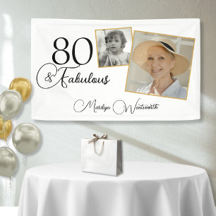 Banderoles 80 et Fabuleux 80e Anniversaire Photo Noir Script